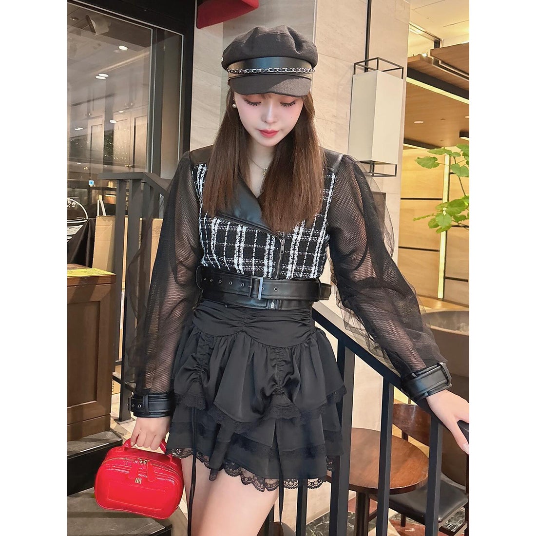 ダーリッチ Darich メッシュデザインライダースジャケット （ミックス