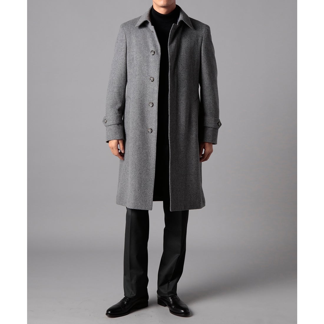 ウールアンゴラステンカラーコート(ロングレングス) （グレー） -D