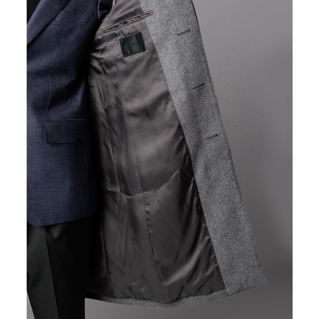 ウールアンゴラステンカラーコート(ロングレングス) （グレー） -D