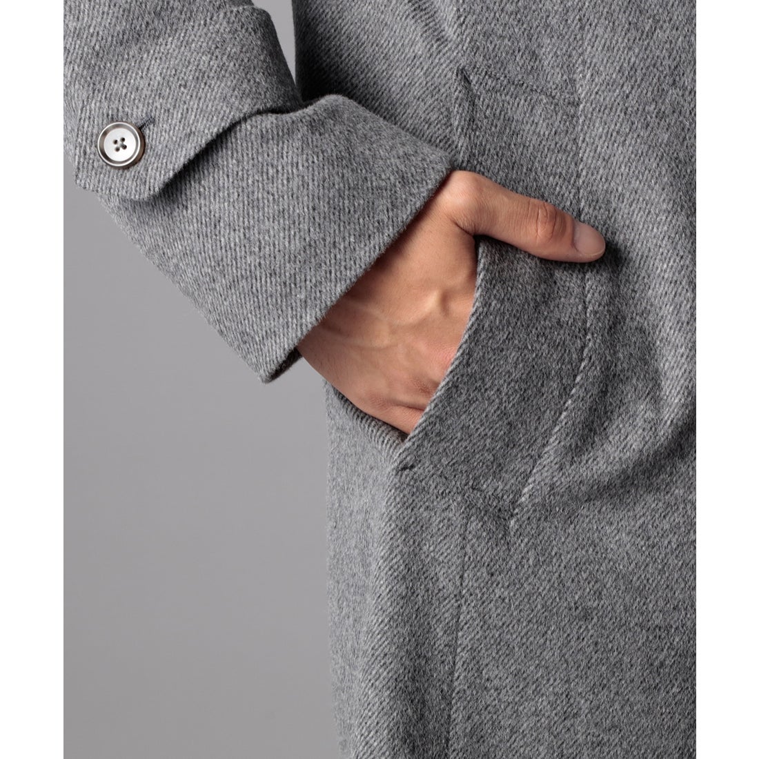 ウールアンゴラステンカラーコート(ロングレングス) （グレー） -D