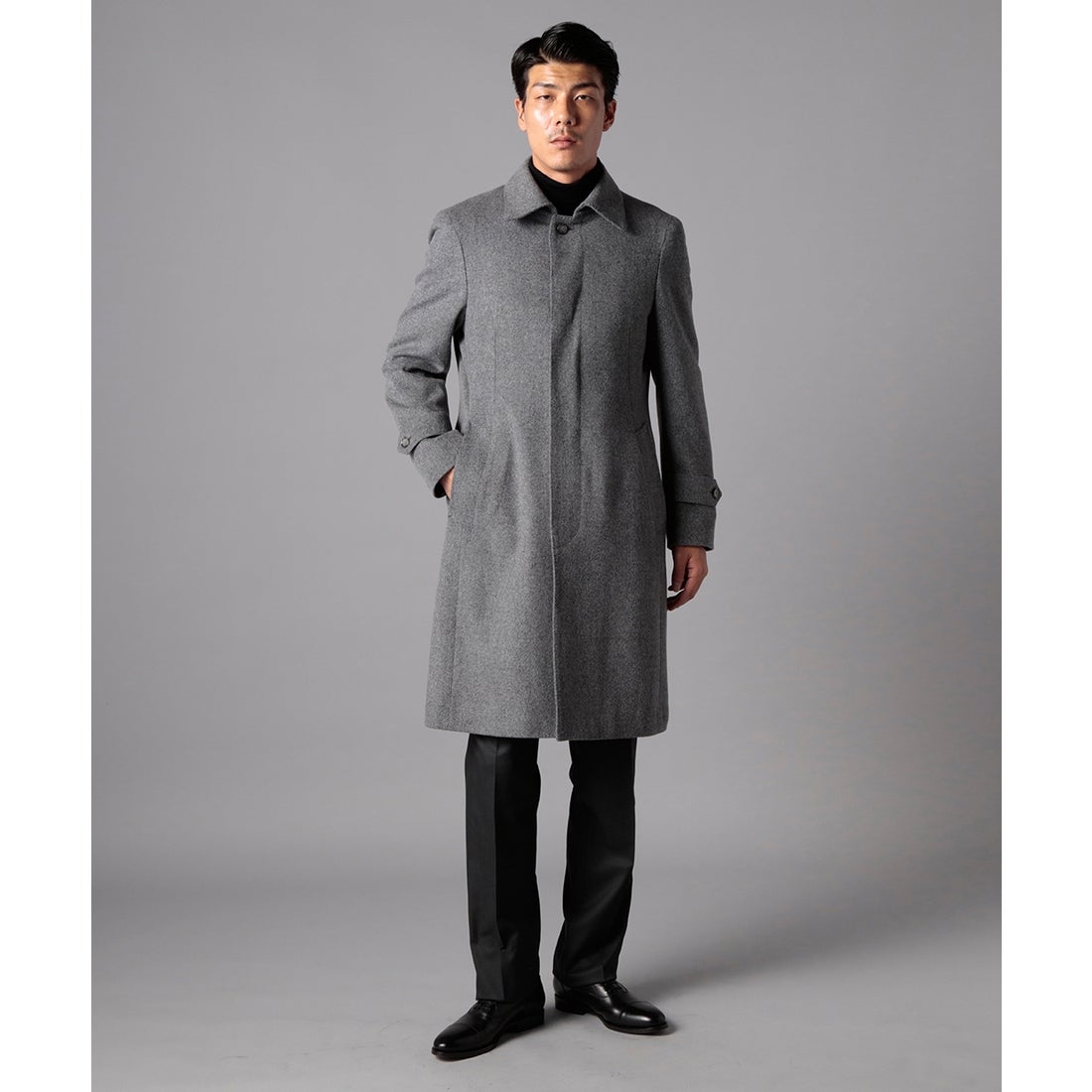 ウールアンゴラステンカラーコート(ロングレングス) （グレー） -D