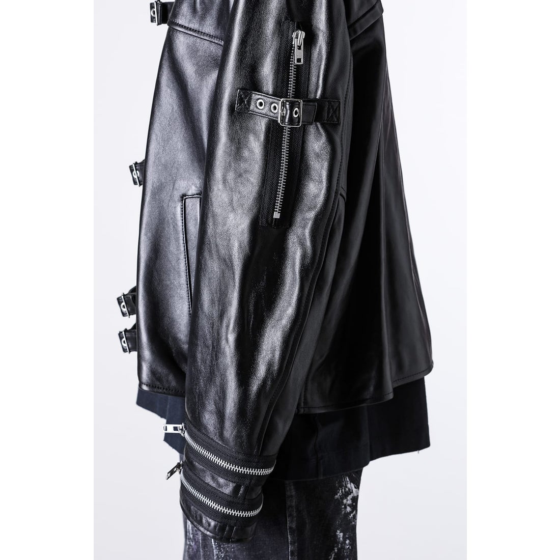 doublet Buckle Overlord Leather Jacket （Black） - Osaka / Kyoto