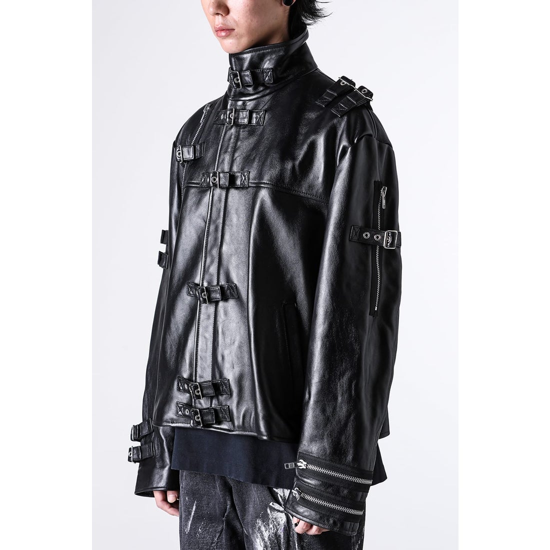 ダブレット doublet Buckle Overlord Leather Jacket （Black） -FASCINATE