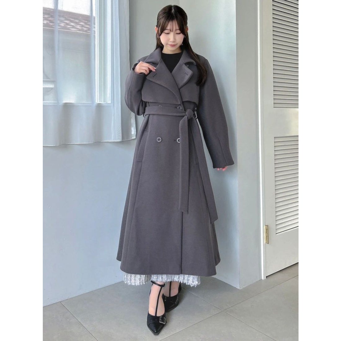 ダズリン dazzlin 2WAYカラーレディコート （ブラック） -靴