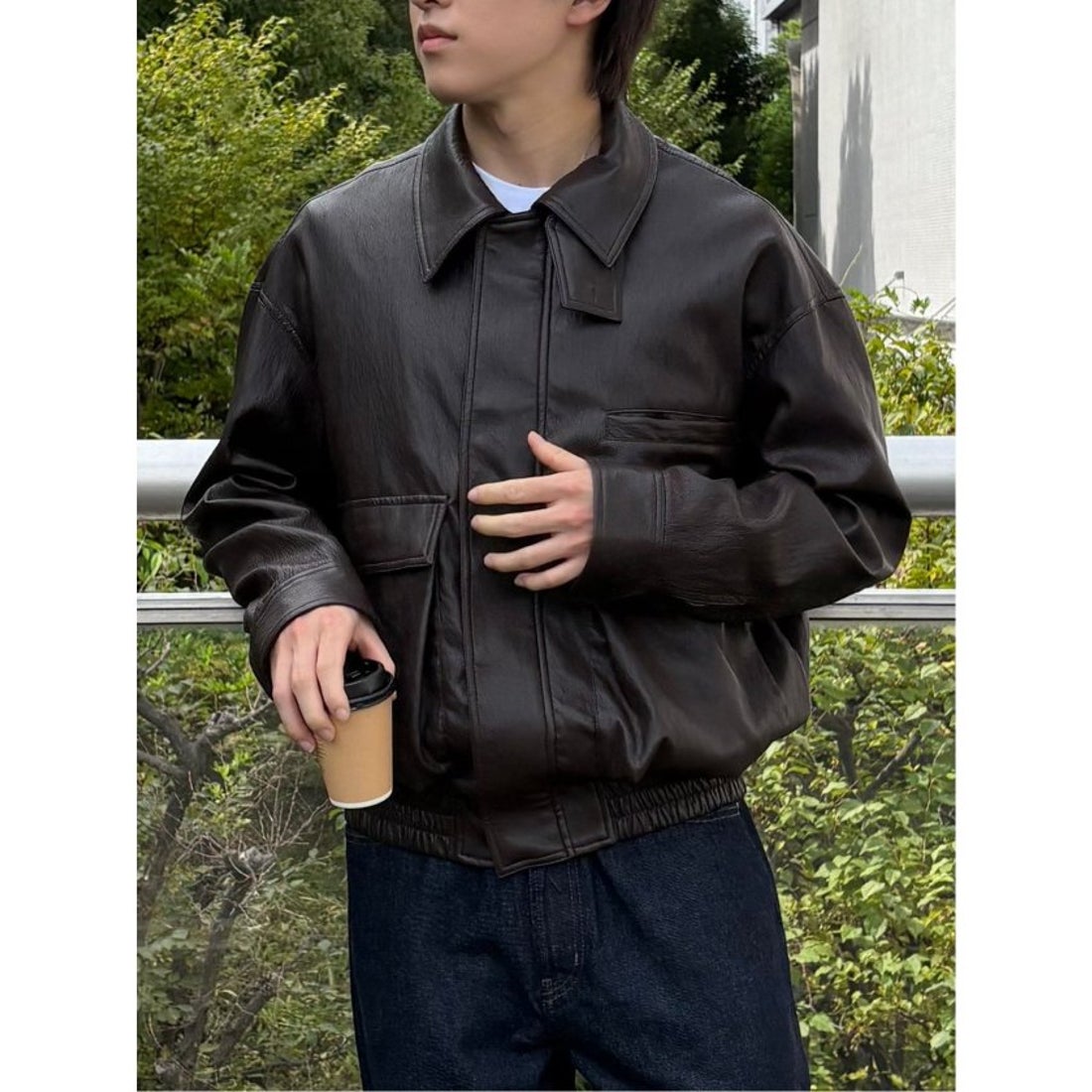 DRAW Oversized Faux Leather Blouson / ビッグシルエット フェイク