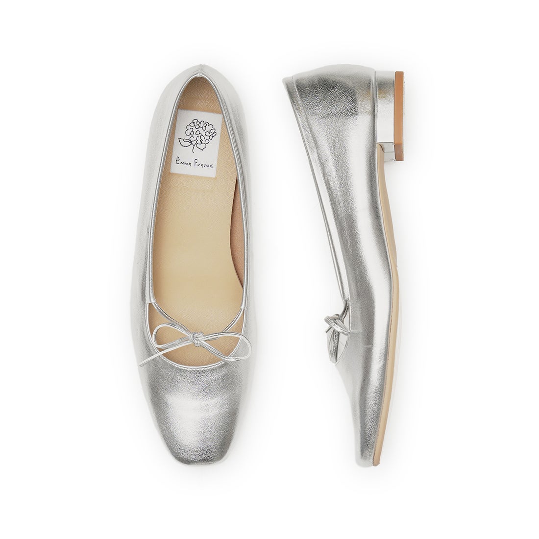 メタリック リボン 2cm パンプス （シルバー マイラー） -Emma Francis