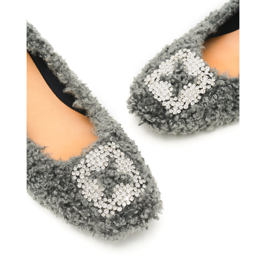 ボア ビジュー パンプス （グレー ボア） -Emma Francis / エマ