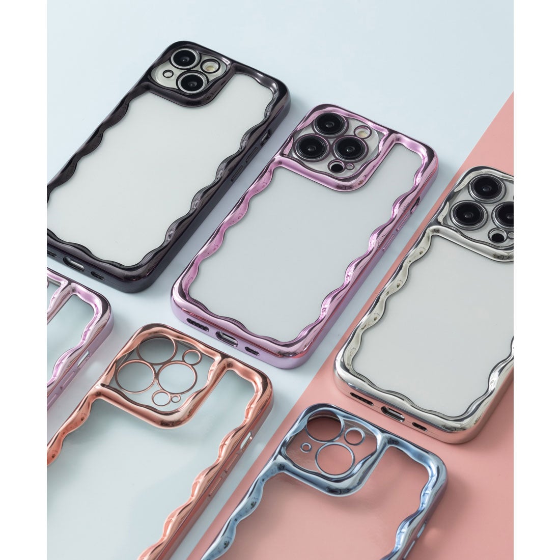 エモニーク emonique メタリック ウェーブフレーム クリア iPhone