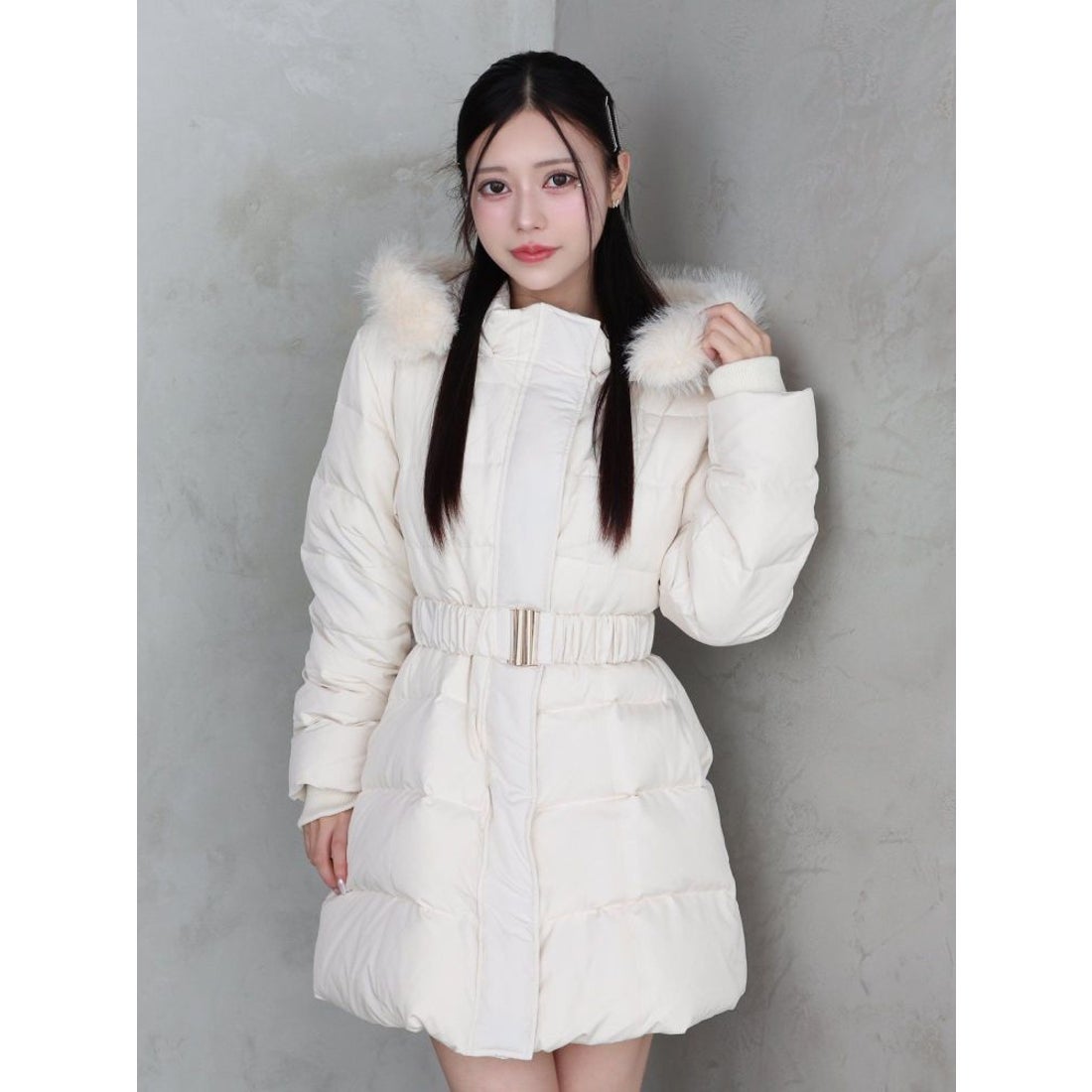 イートミー EATME フェイクファーフードレディダウンコート （オフ