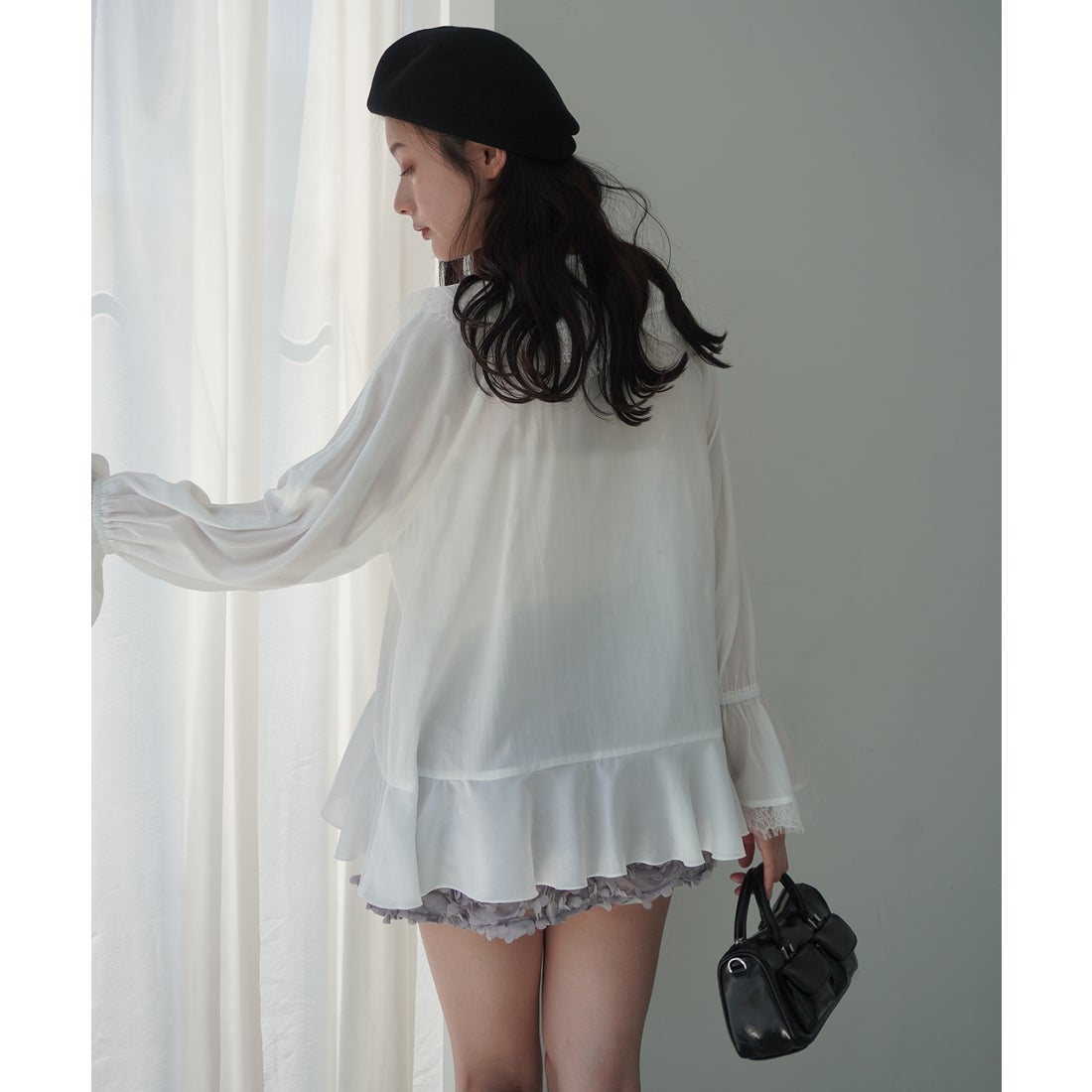 エイミーイストワール EIMY ISTOIRE ボイルラッフルブラウス （WHITE