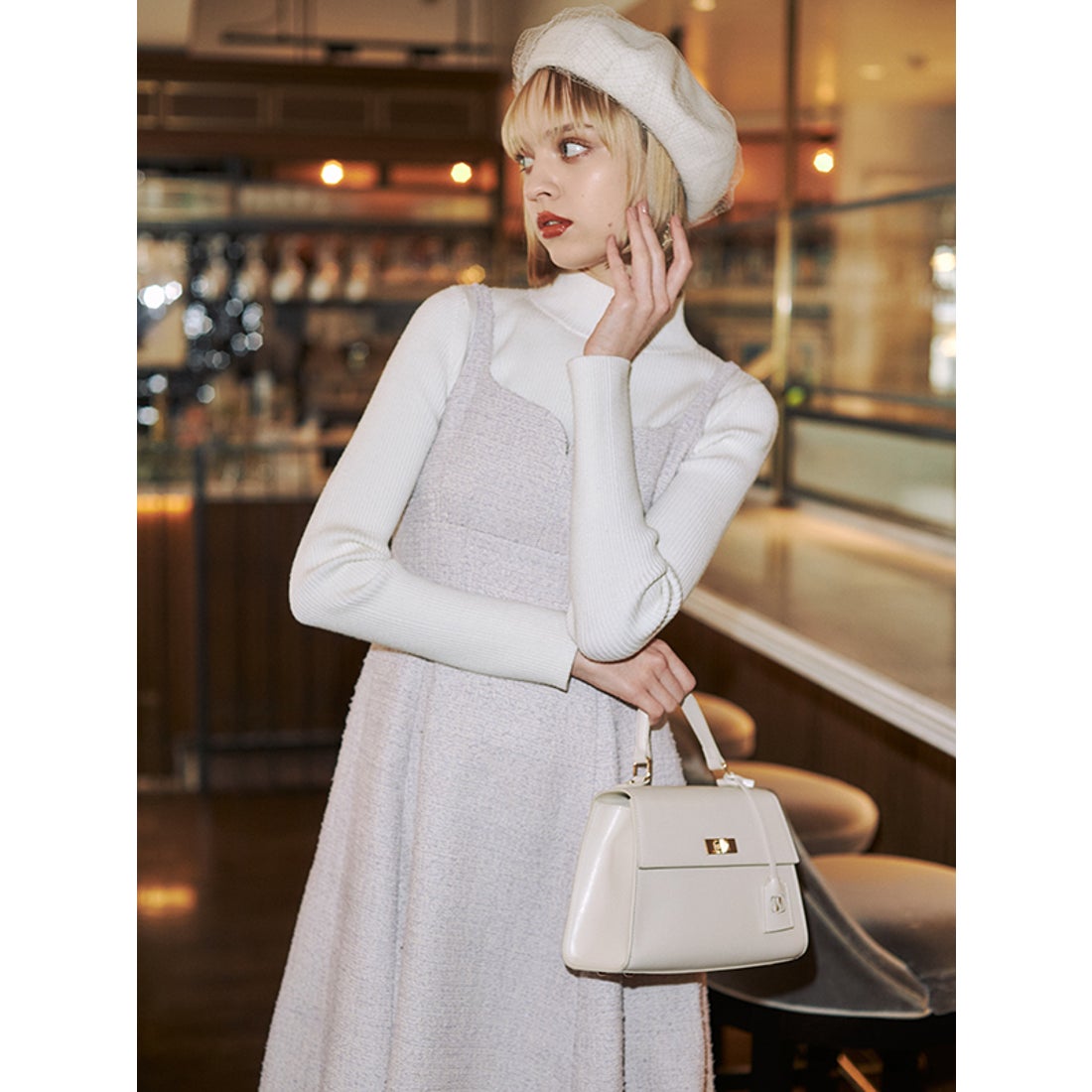 エイミーイストワール EIMY ISTOIRE ミニボトルリブニット （WHITE