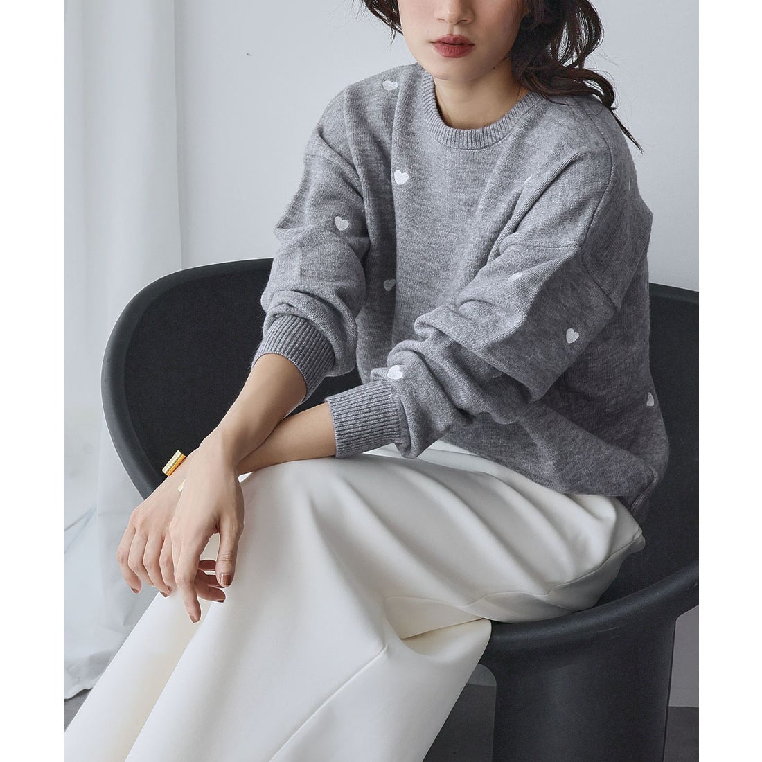 エルフランク ELFRANK 《新色追加》ハート刺繍 ニット プルオーバー