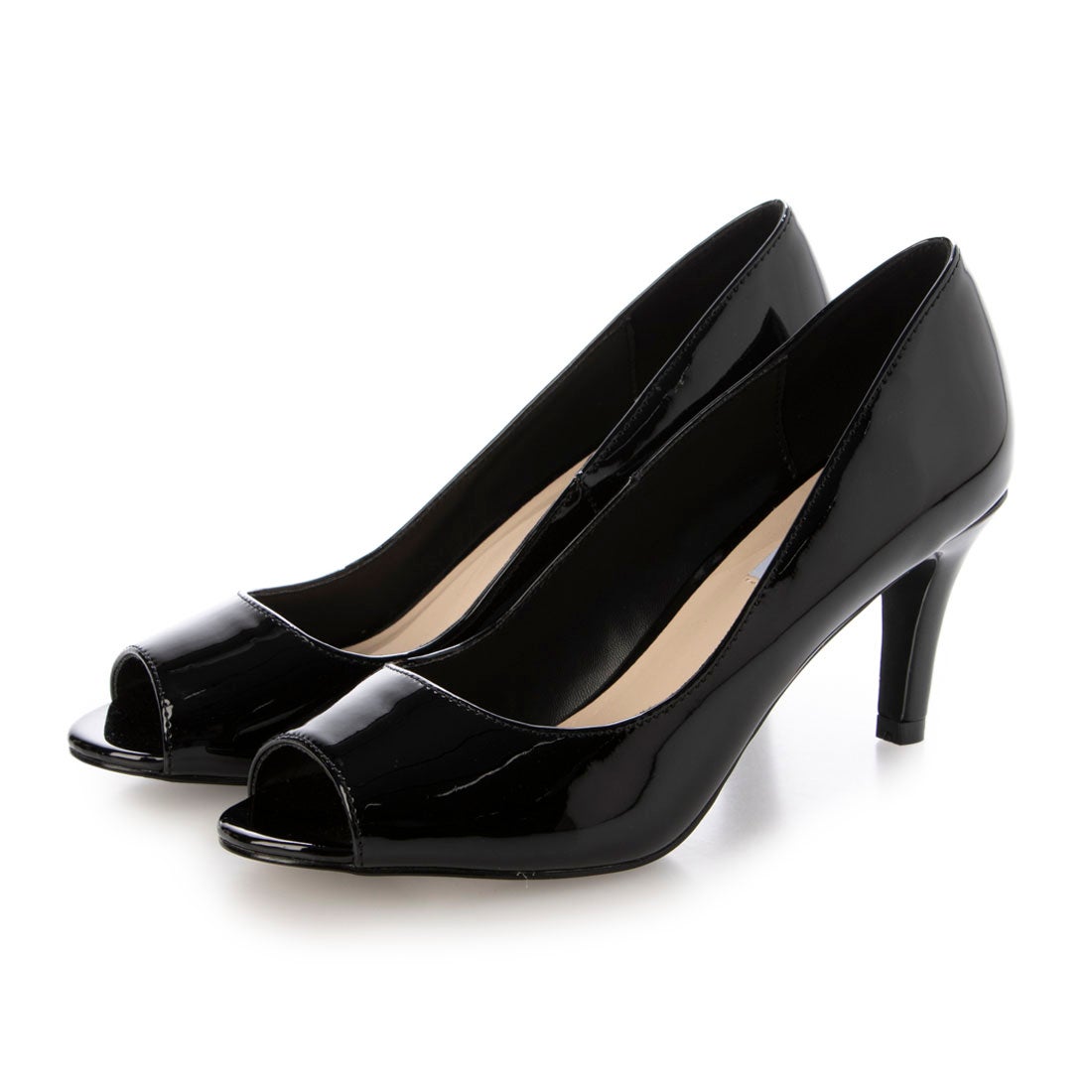 EVOL/イーボル】【クッション入り】エナメルオープントゥパンプス