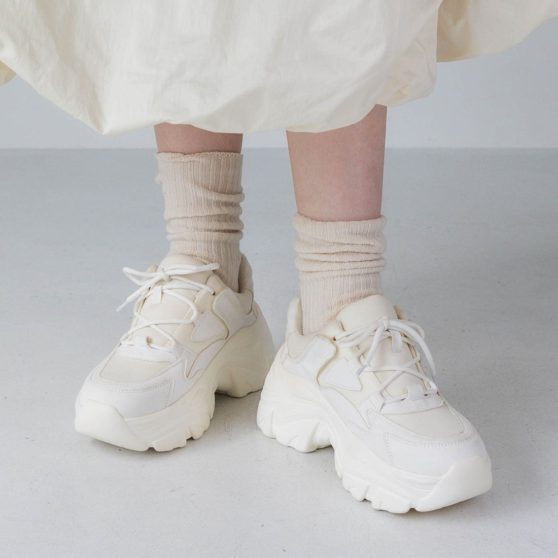 EVOL/イーボル】【XS-LLサイズ展開】軽量厚底レースアップスニーカー