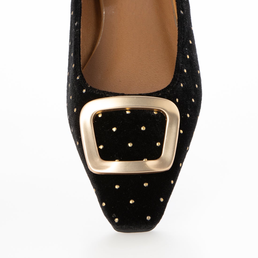 EVOL/イーボル】 ゴールドバックルスタッズフラットパンプス IX5520