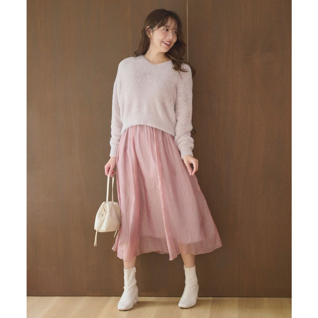 フェルゥ Feroux 【洗える】ニット×フレアスカート セットアップ