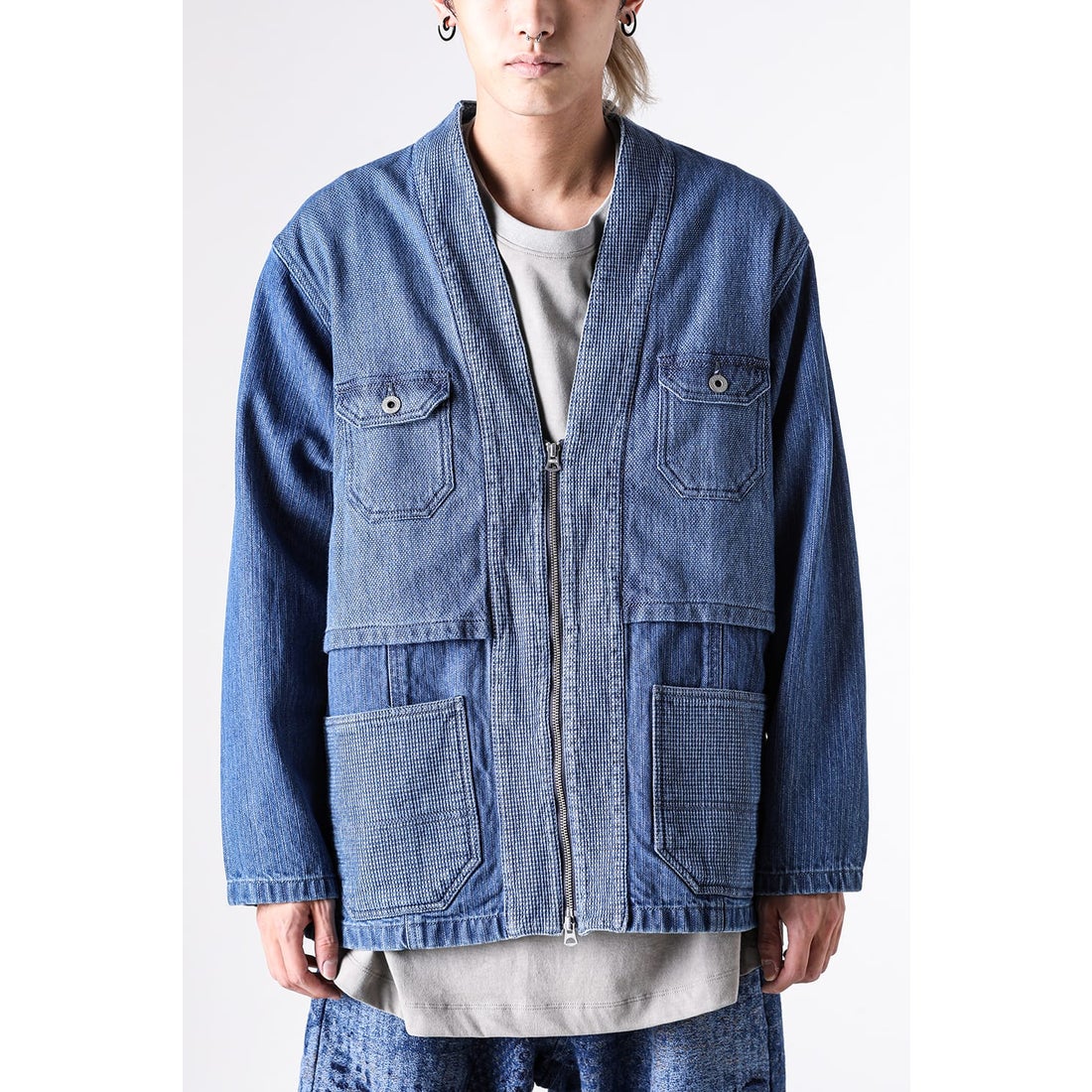 FDMTL HAORI ZIP JACKET 3YR WASH （INDIGO） - Osaka / Kyoto, -FASCINATE