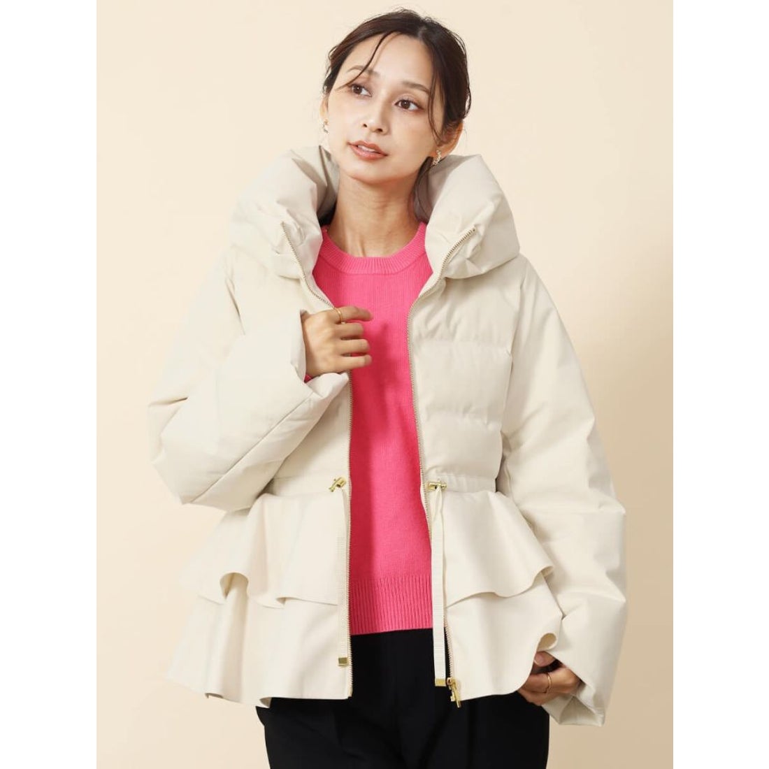 フェンネル FENNEL フレアペプラムダウンコート （オフホワイト） -靴