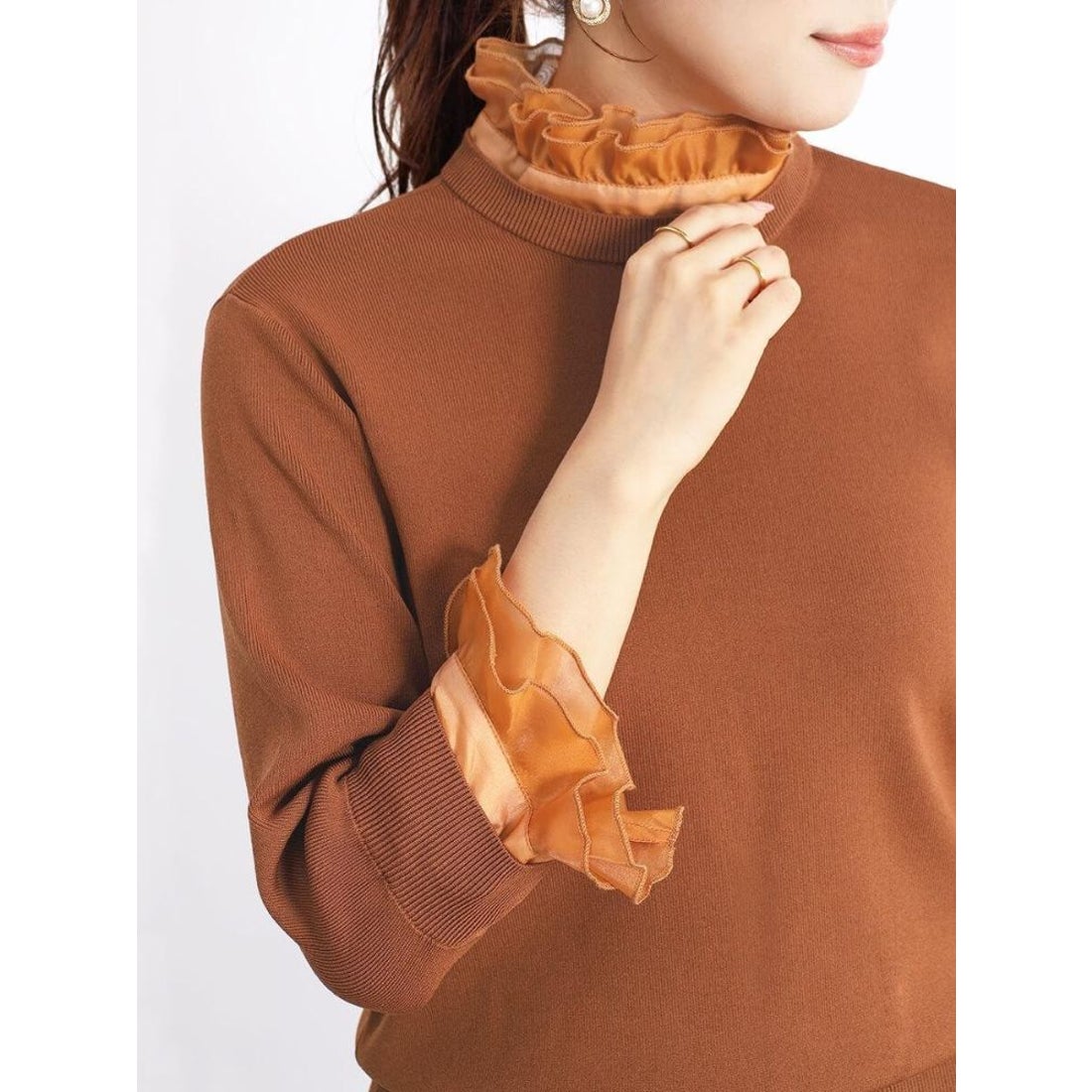 フェンネル FENNEL フリル付きニットトップス （ブラック