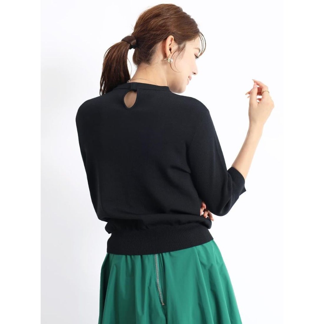 フェンネル FENNEL フリル付きニットトップス （ブラック