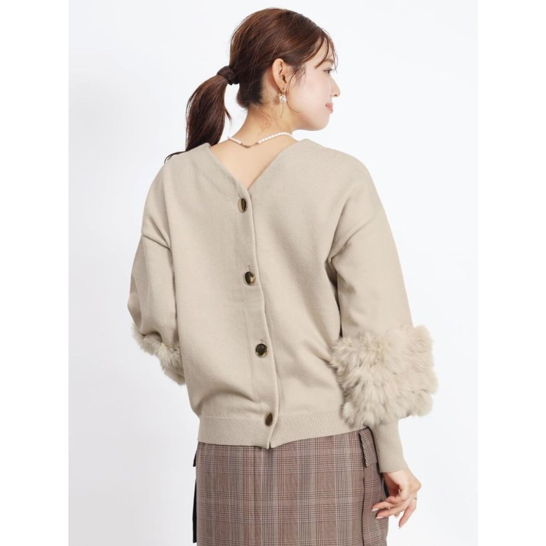 フェンネル FENNEL ラビットファースリーブ2wayニット （ホワイト
