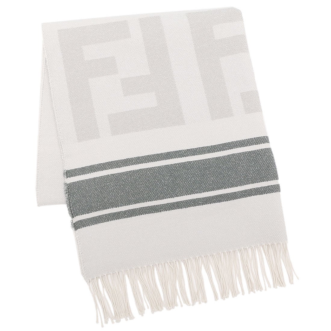 フェンディ FENDI タオル ビーチタオル FFロゴ グレー ホワイト メンズ