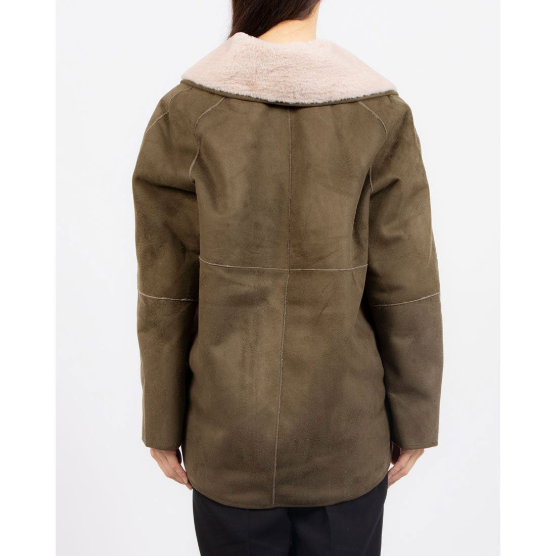ファイン FINE 洗えるフェイクムートンワイドカラーブルゾン （カーキ