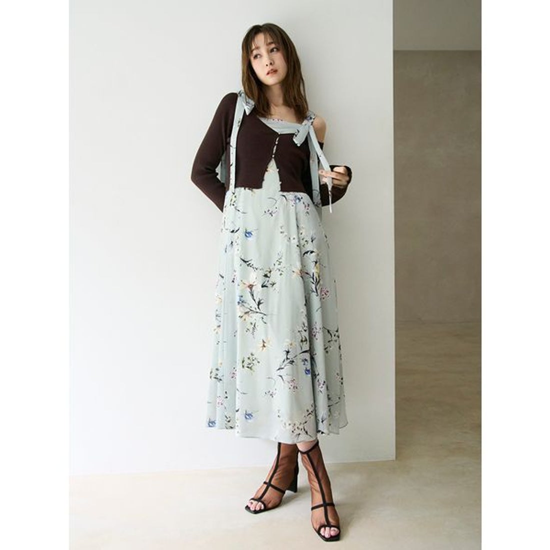 フレイ アイディー FRAY I.D リボンディテールフローラルワンピース