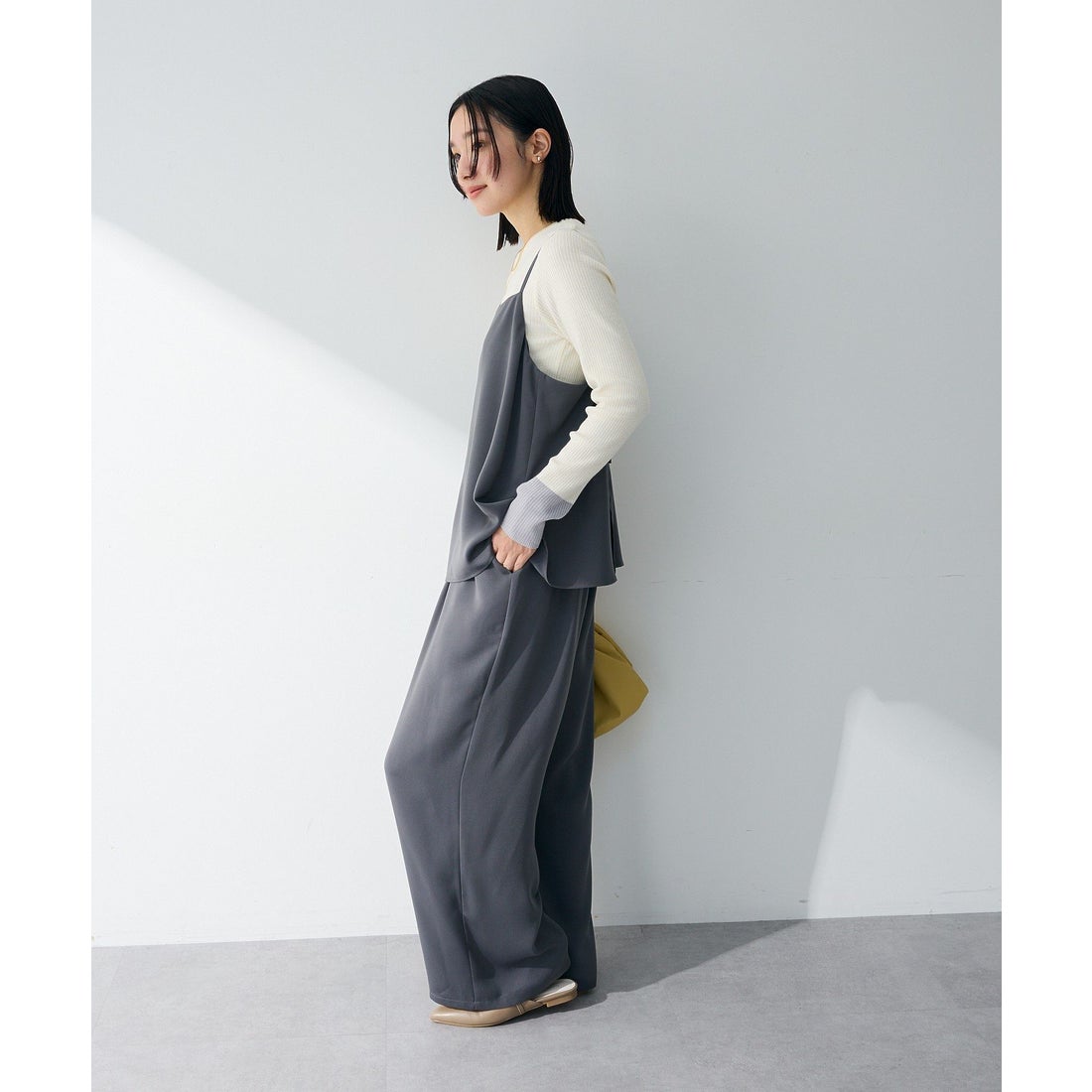 グリーン パークス Green Parks レイヤー風 サロペット （グレー） -靴