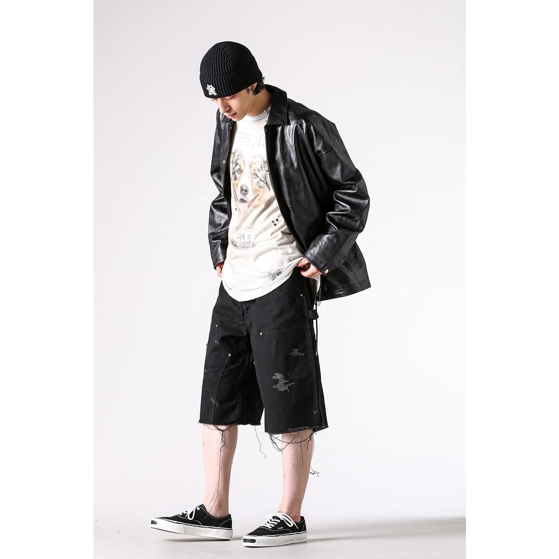 カミヤ KAMIYA Leather Coach Jacket （Black） -デザイナーズ