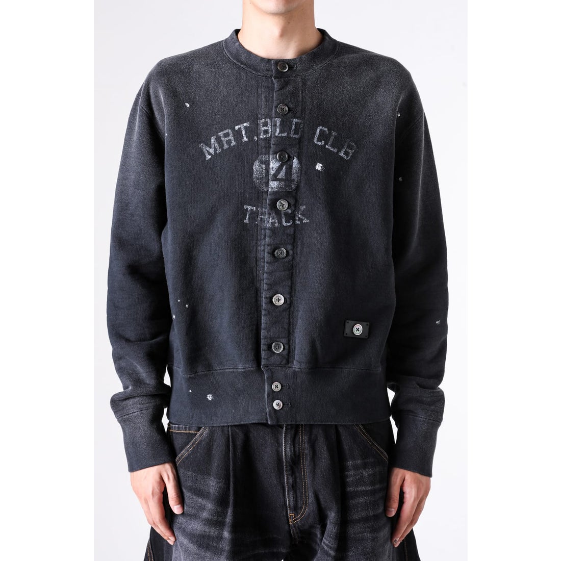 KHOKI Vintage-effect sweat cardigan （Black） - Osaka / Kyoto