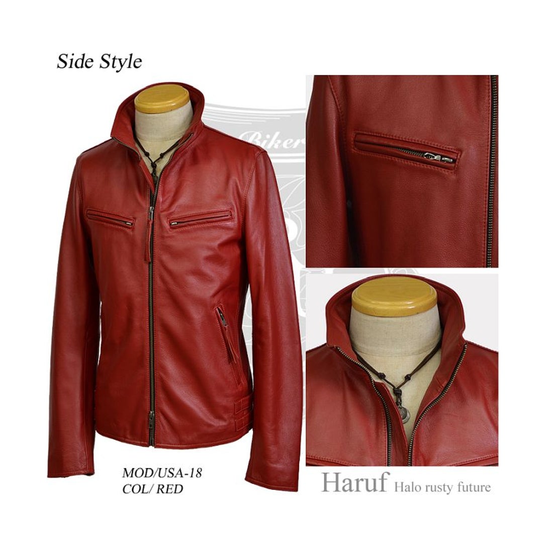 ハルフ Haruf 本革 シングルライダースジャケット メンズ レザー