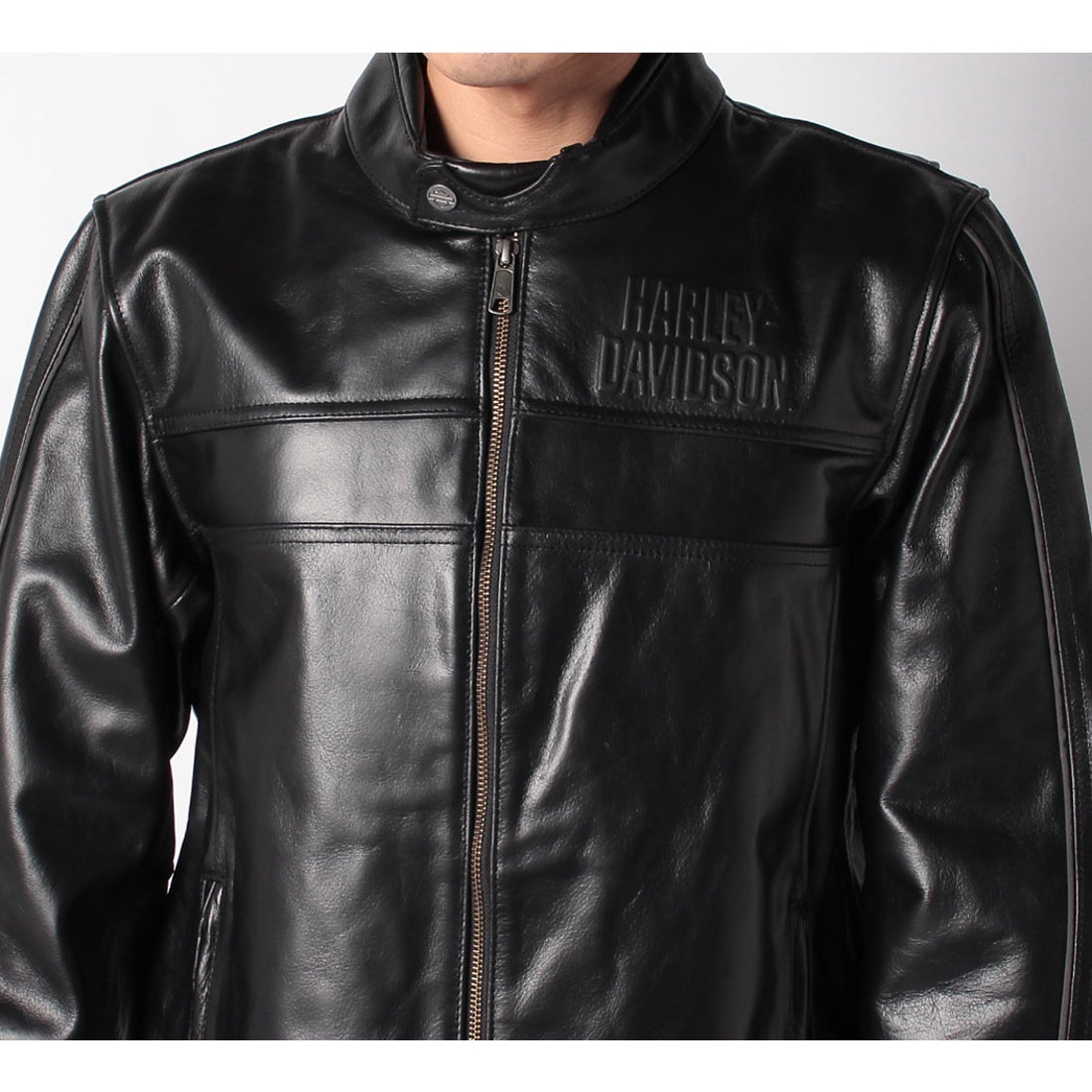 H-Dレイヤリングシステムのカフェレーサーレザージャケット -ハーレー