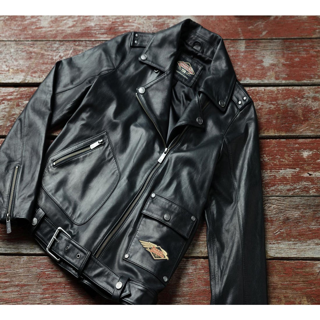 120周年記念Dポケットバイカーレザージャケット -ハーレーダビッドソン