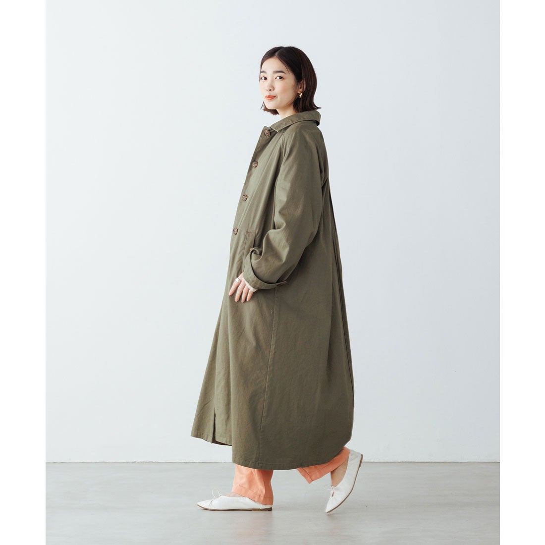 ハンチ hunch 【WEB限定・別注】ステンカラーコート （カーキ