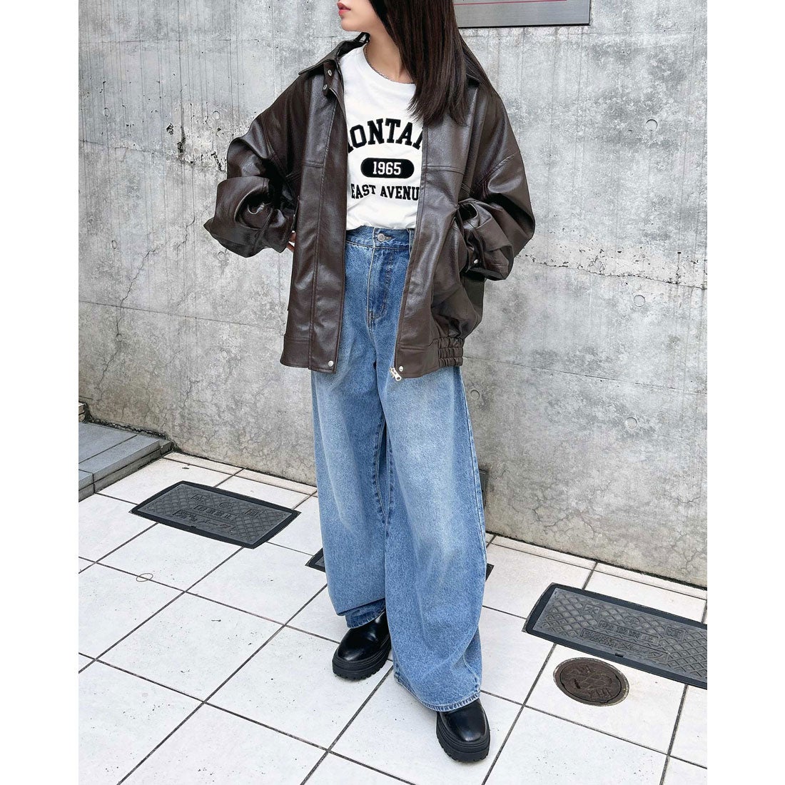 イング INGNI フェイクレザーBIGブルゾン （ブラウン） -ファッション