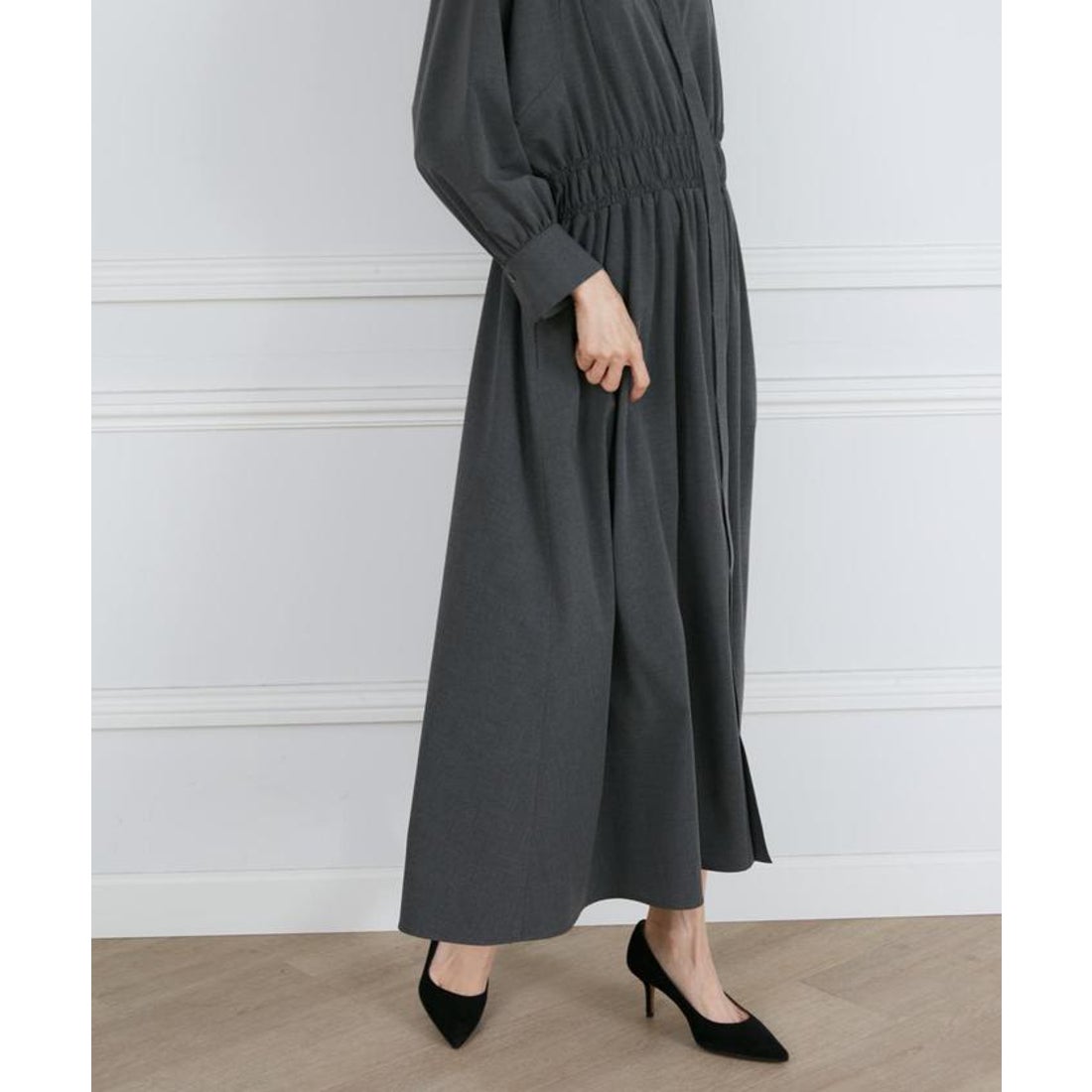 イネド INED 2WAYストレッチスタンドカラーワンピース