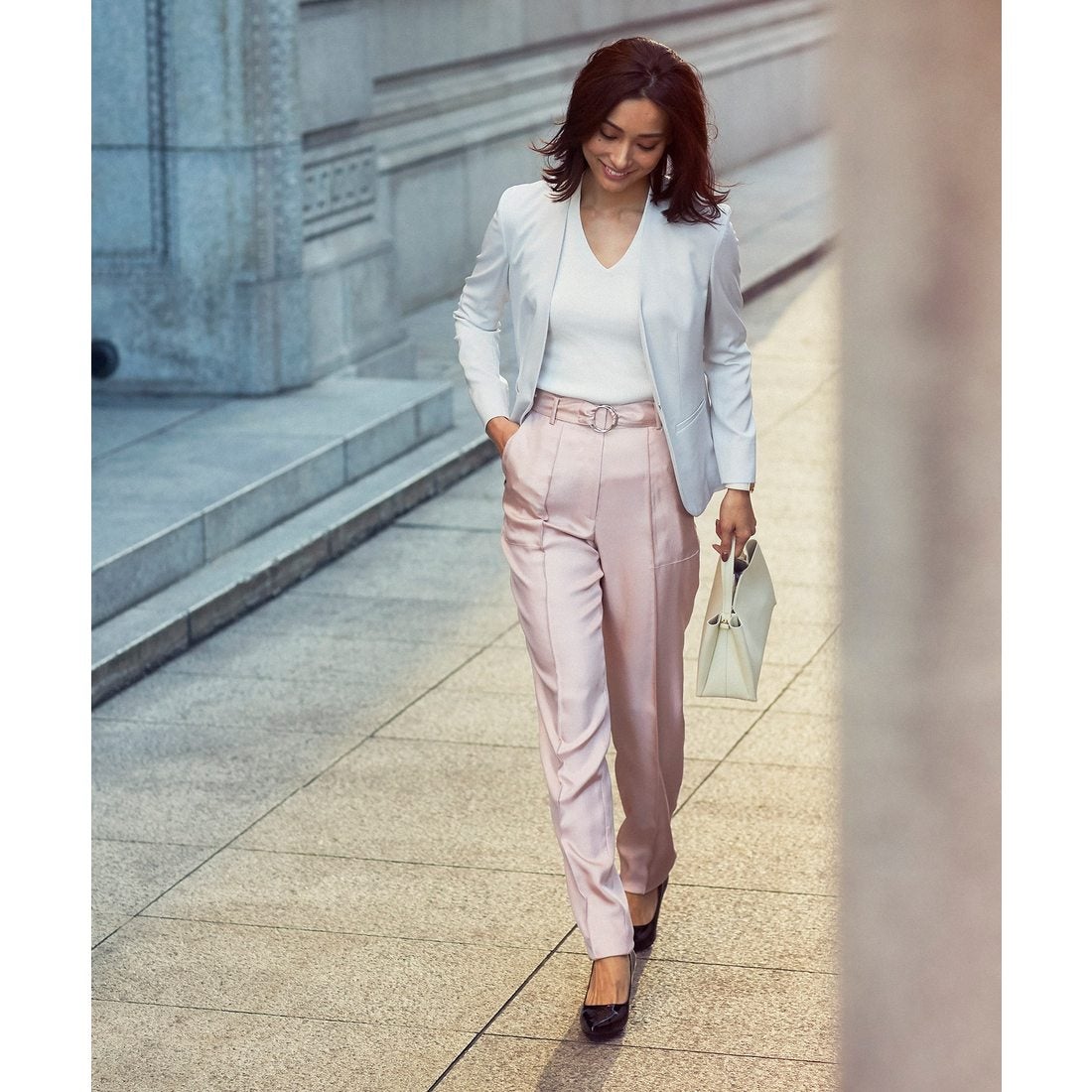 ICB 【セットアップ】Fied ノーカラージャケット （ネイビー系） -靴