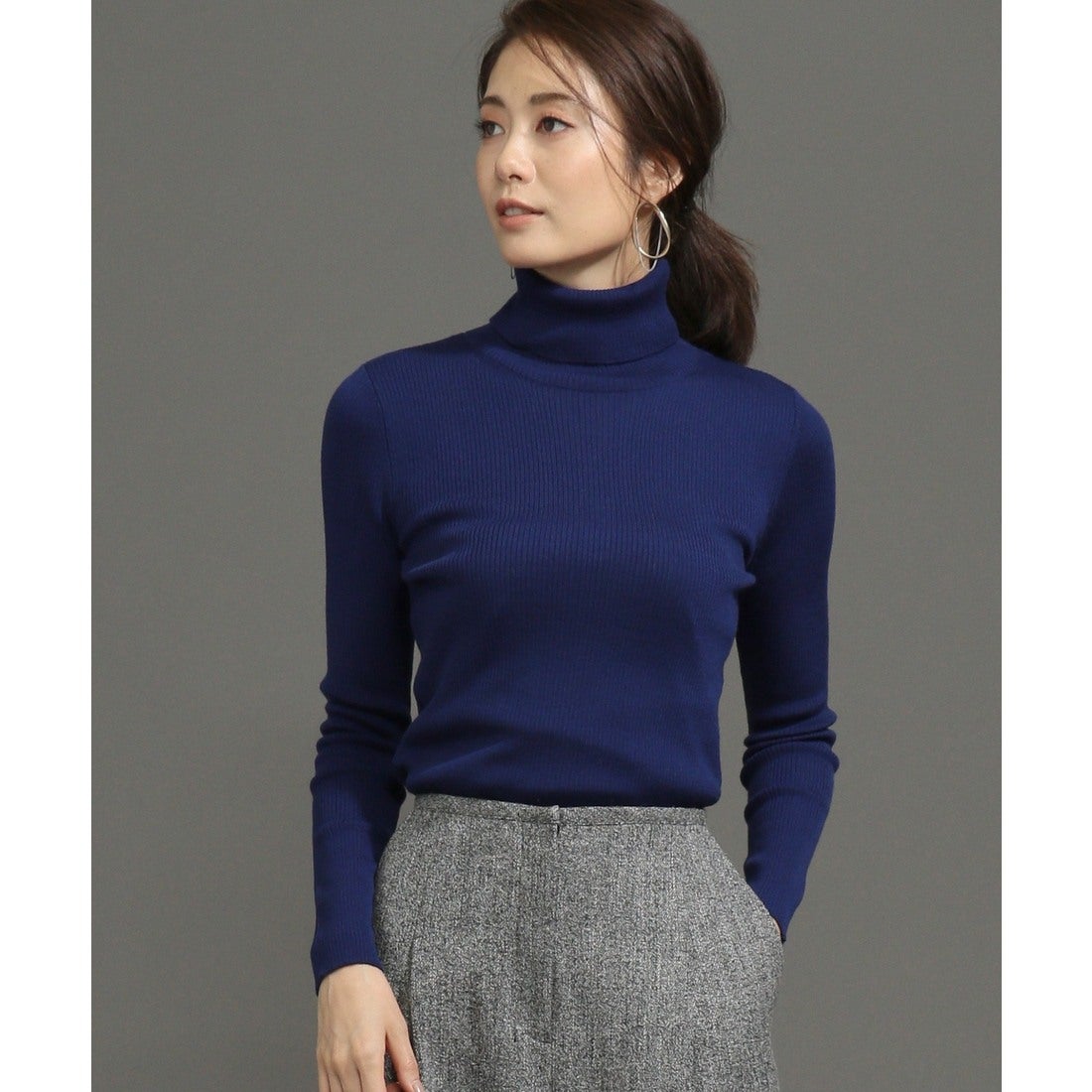 ICB 【洗える】Alba タートルネックニット （ロイヤルブルー系） -靴