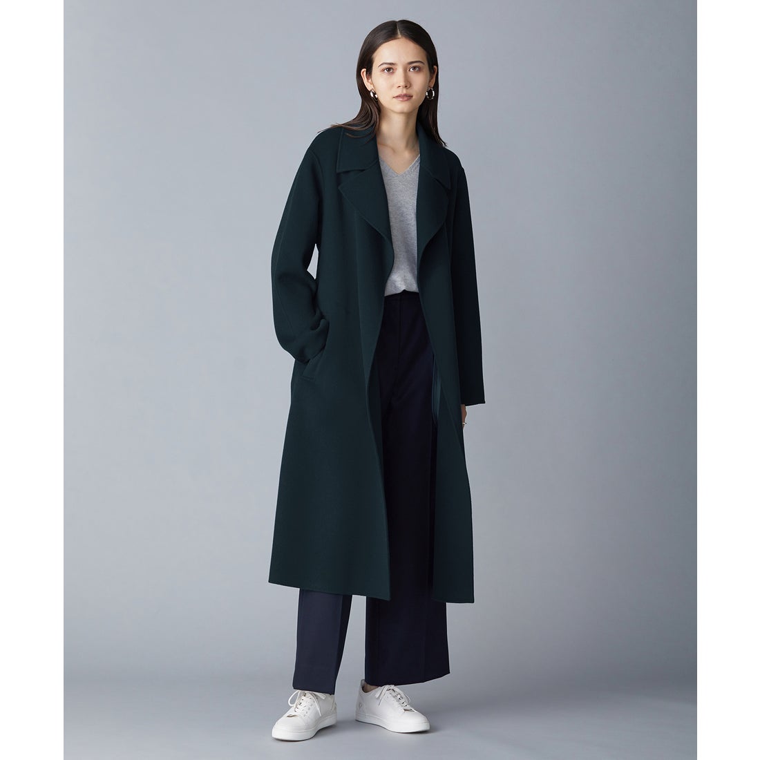 ICB L ウールリバー ロングトレンチコート （ハンブルー系） -靴