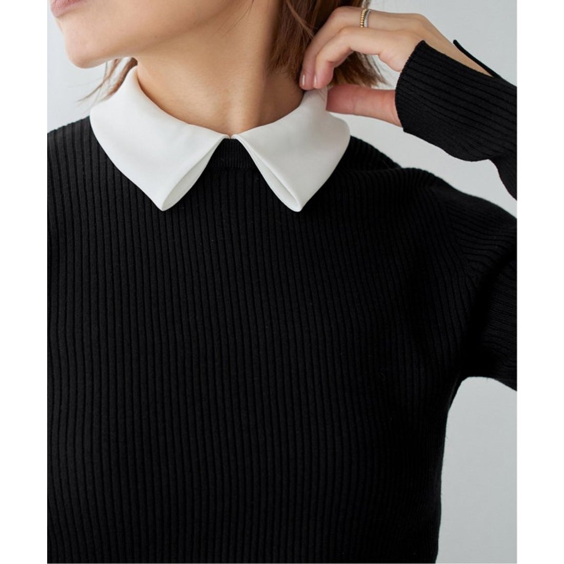 イエナ IENA バイカラー 襟RIBホールガーメントプルオーバー