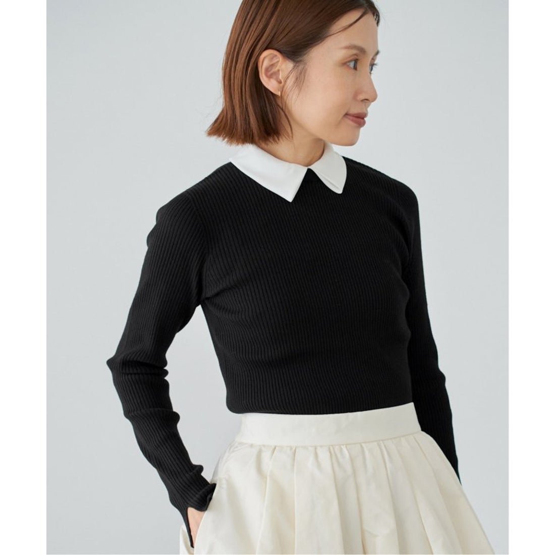 イエナ IENA バイカラー 襟RIBホールガーメントプルオーバー