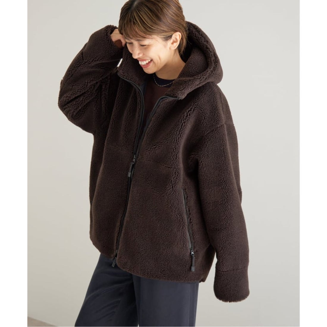 イエナ IENA Maison IENA フードボアブルゾン （ブラウン