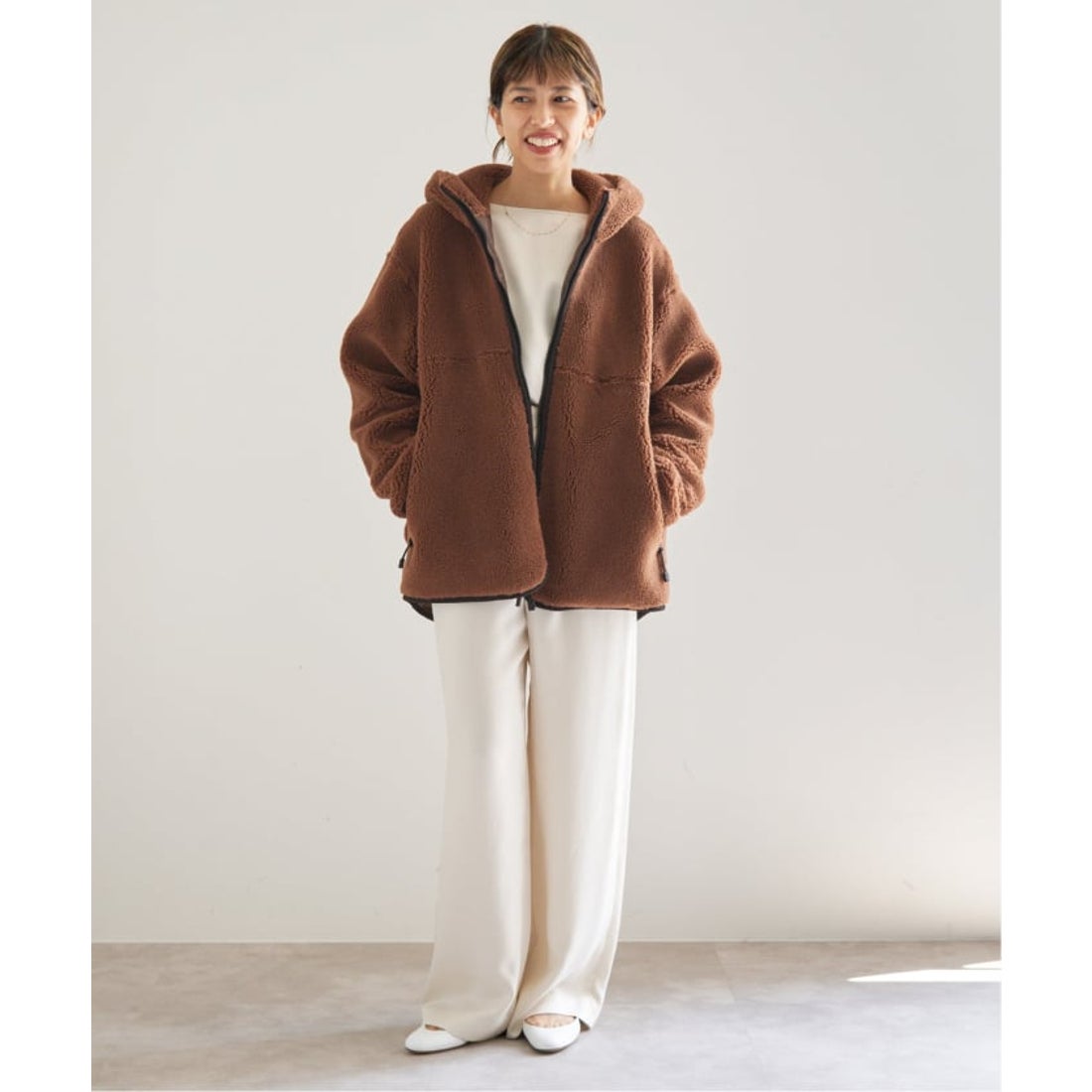 イエナ IENA Maison IENA フードボアブルゾン （ブラウン
