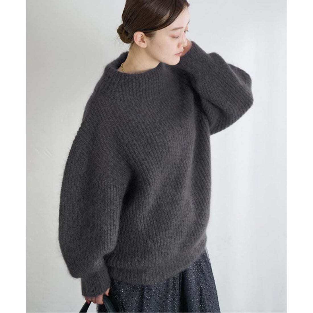 イエナ IENA キッドモヘヤミックス 片畦プルオーバー （グレーB