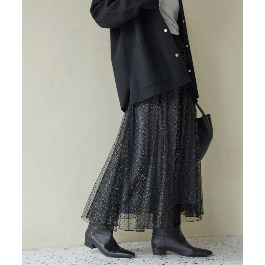 イエナ IENA ドットラメチュールスカート （ブラック） - ファッション