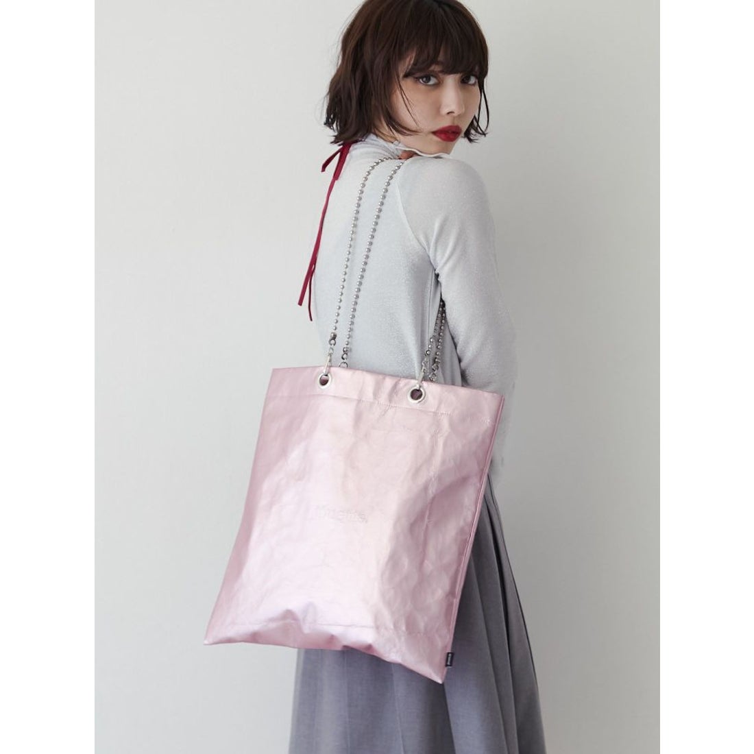 ジュエティ jouetie jouetieメタリックトートバッグ （ピンク） -靴
