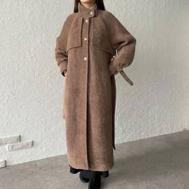 ジュノア JUNOAH シャギーハイネックロングコート （ブラウン