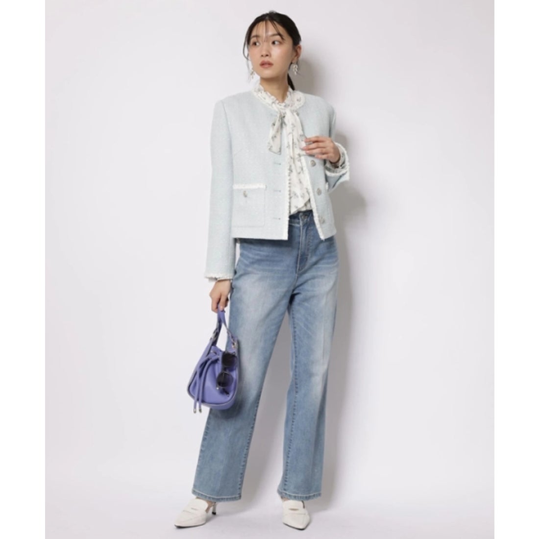 ジャスグリッティー JUSGLITTY センタープレス美脚デニム （ブルー