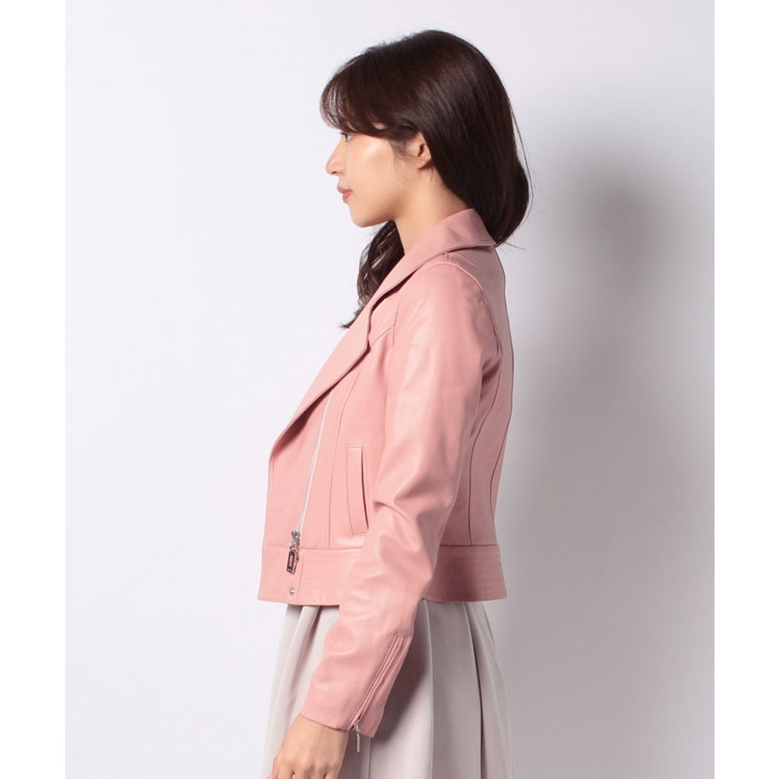 ミス ジェイ MISS J ラムレザー ライダースジャケット （ピンク